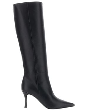 Pollini Schoenen ,Zwart ,Leer Hoge Laarzen Met Een Elegant Design