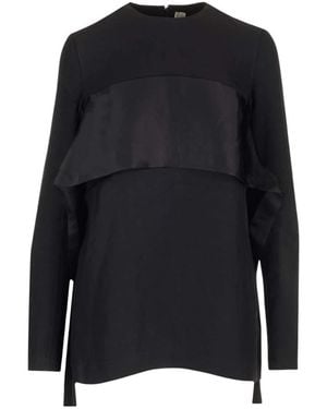 TOTEME Satin-Sash Crepe Top - Zwart