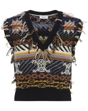 Celine Truien & Vesten ,Veelkleurig ,Kasjmier Top Van Jacquard Kasjmier - Zwart