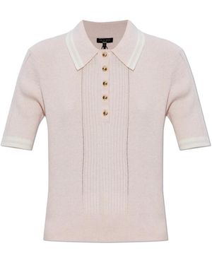 Rag & Bone Laurie Geripptes Knopf-Polo-Top - Pink