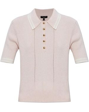 Rag & Bone Tops ,Roze ,Katoen Laurie Ribgebreide Polo Top Met Knopen