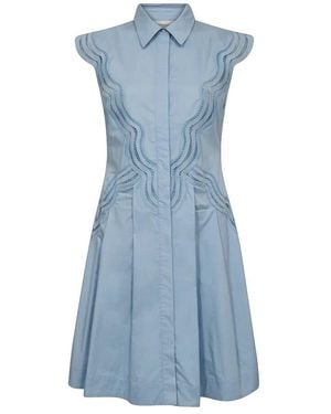 Copenhagen Muse Blaues Spitzen-Popeline-Kleid