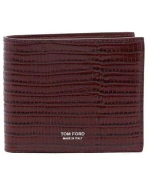 Tom Ford Klassieke Leren Bifold Portemonnee - Paars