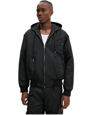 Bluemarble Pinstripe Hooded Jacket - Schwarz