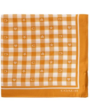 COACH Accessoires ,Oranje ,Satijn Zijden Sjaal - Metallic