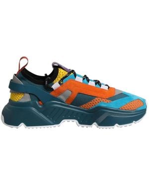 Dolce & Gabbana Bunte Low-Top-Sneakers Mit Gummisohle - Blau