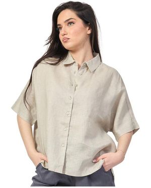 Ecoalf Graues Leinenhemd Melania Modell