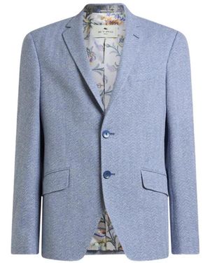 Etro Jassen ,Blauw ,Katoen Cotton/Linen Jacket