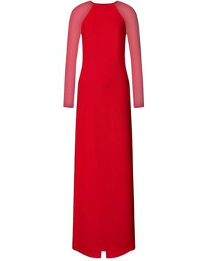 Alberta Ferretti Nauwsluitende Maxi-Jurk Met Chiffon Mouwen - Rood