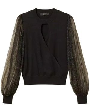 Twinset Truien & Vesten ,Zwart ,Wol Ronde Hals Gebreide Top