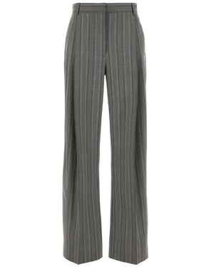 Stella McCartney Geborduurde Wollen Keperstof Broek Met Wijde Pijpen - Grijs