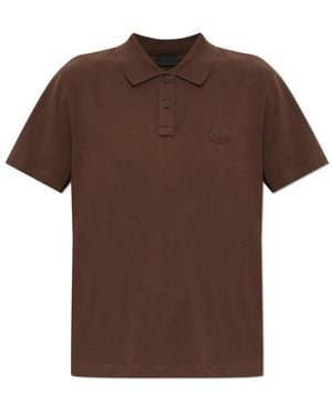 Moncler Tops ,Bruin ,Katoen Polo Shirt Met Applicatie