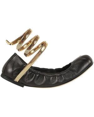 Rene Caovilla Zwarte Metalen Slang Ballerina Schoenen