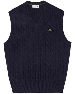 Lacoste Blauer kabelstrick-pullover