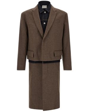 Sacai Single-Breasted Coats - Marrón