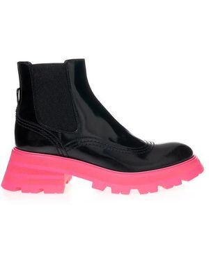 McQueen Italian Leather Chelsea Boots - Pink