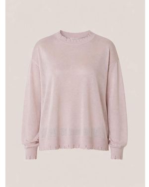 Roy Rogers Truien & Vesten ,Roze ,Maglia Girocollo Manica Lunga Damage Lurex