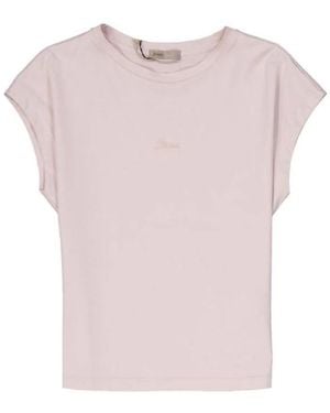 Herno Tops ,Roze ,Katoen Katoenen T-Shirt Met Grafische Print