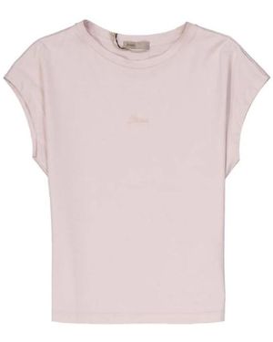 Herno Tops ,Roze ,Katoen Katoenen T-Shirt Met Grafische Print