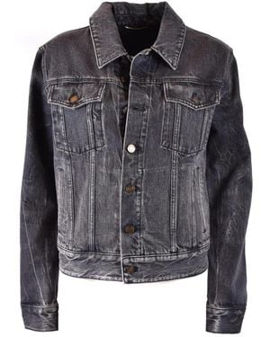 Saint Laurent Classic Cotton Button-Up Blazer With Front Pockets - Black
