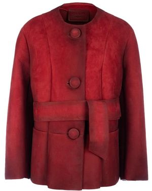 Prada Belted Coats - Red