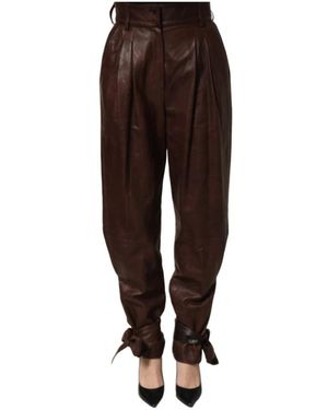 Dolce & Gabbana Leather Trousers - Brown