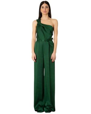 Max Mara Jumpsuits & Playsuits ,Groen ,Satijn Gioire One-Shoulder Jumpsuit