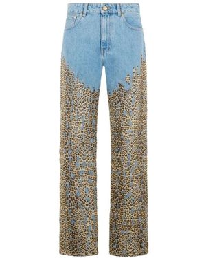 Roberto Cavalli Jeans Met Luipaardprint - Blauw