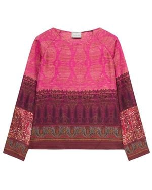 Pierre Louis Mascia Seiden-Langarmshirt Mit Drucken - Rot