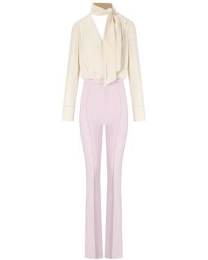 Elisabetta Franchi Jumpsuits & Playsuits ,Roze ,Satijn Georgette Jumpsuit