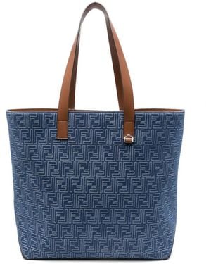 Fendi Tassen ,Blauw ,Denim Ff Shopping Bag Medium