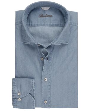 Stenströms Denim Casual Fitted Overhemd - Blauw