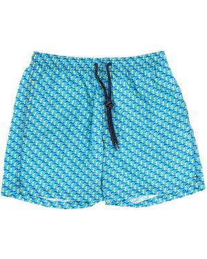Drumohr Zwemshorts Met Visprint - Blauw