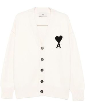 Ami Paris Truien & Vesten ,Wit ,Wol De Coeur Cardigan