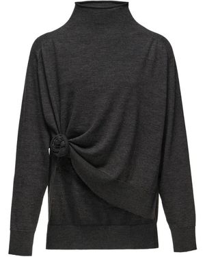 Magda Butrym Geknoteter Woll-Rollkragenpullover - Schwarz