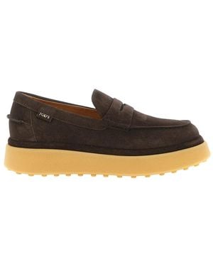Tod's Schoenen ,Bruin ,Leer Mocassins - Zwart