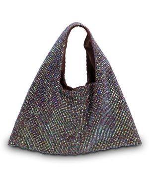 TWENTYFOUR Tassen ,Bruin ,Mesh Rhinestone Shopper - Grijs
