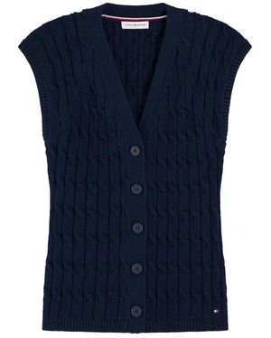 Tommy Hilfiger Jassen ,Blauw ,Mid Gg Cable Vest Cardi