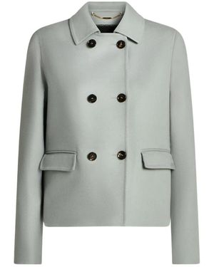 Kiton Jassen ,Blauw ,Leer Pure Cashmere Double-Breasted Overcoat - Grijs