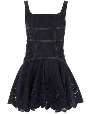 Self-Portrait Denim Mini Dress - Schwarz
