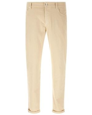 Brunello Cucinelli Garment-Dyed Slim Fit Broeken - Naturel