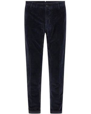 Incotex Broeken ,Blauw ,Katoen Slim Fit Corduroy Broek