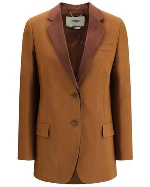 Fendi Elegante Wol Mohair Blazer - Bruin