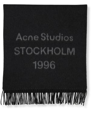 Acne Studios Accessoires ,Zwart ,Wol Wide Logo Scarf