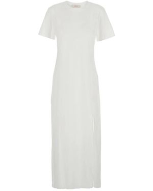 Jucca Weißes T-Shirt Kleid Mit Kurzen Ärmeln