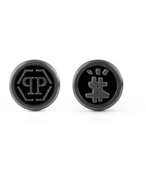 Philipp Plein Cufflinks Round Hexagon - Schwarz