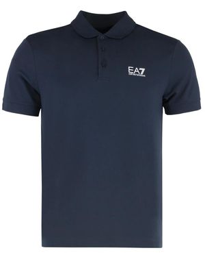EA7 Polo-Shirt Mit Logo-Detail Und Kontrastfarbe - Blau