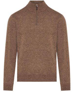 Canali Mk02357 Half-Zip Trui - Bruin