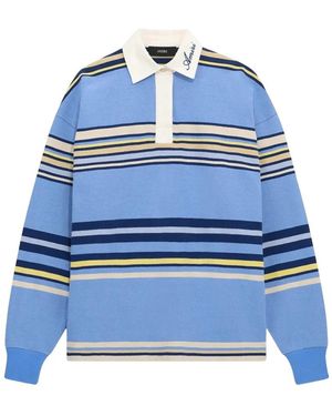 Amiri Tops ,Blauw ,Katoen Gestreefd Oversized Longsleeve Polo