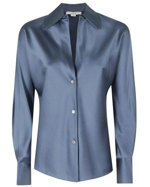 Vince Overhemden ,Blauw ,Satijn Blouse Met Lange Mouwen